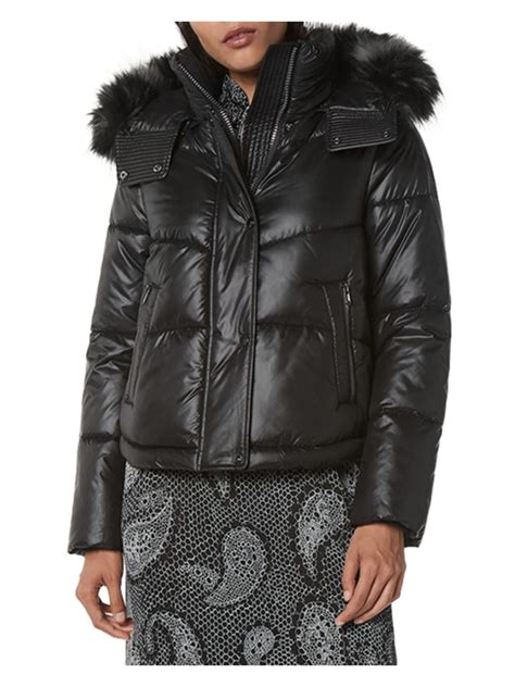 Faux Shearling Quilted Puffer Jacket 